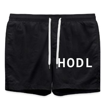HODL, small, white - Badeshorts - Schwarz - Vorne - AI Model Male 185 light (185cm)