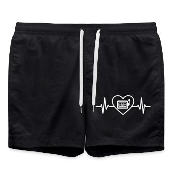 Maschine Slot Design, Vintage Style - Swim Trunks - black - Front - AI Model Male 185 light (185cm)