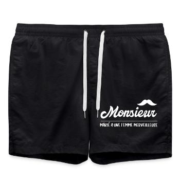 Herr Verheiratet Passendes Liebespaar Ehe - Badeshorts - Schwarz - Vorne - AI Model Male 185 light (185cm)