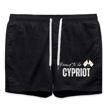 Zypern Flagge, Zypriotischer Stolz - Badeshorts - Schwarz - Vorne - AI Model Male 185 light (185cm)