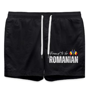 Fierté roumaine, j’adore la Roumanie - Short de bain - noir - Devant - AI Model Male 185 light (185cm)