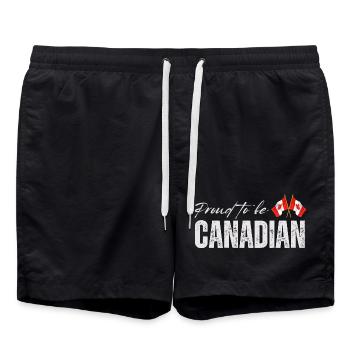 Flag of Canada, Canadian pride - Swim Trunks - black - Front - AI Model Male 185 light (185cm)