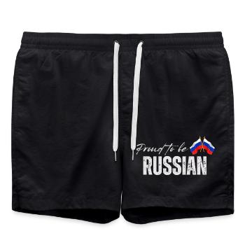 Fierté russe, fabriquée en Russie - Short de bain - noir - Devant - AI Model Male 185 light (185cm)
