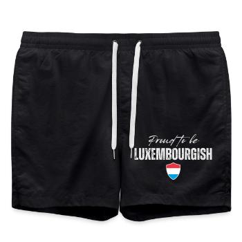 Flag of Luxembourg, Luxembourg pride - Swim Trunks - black - Front - AI Model Male 185 light (185cm)