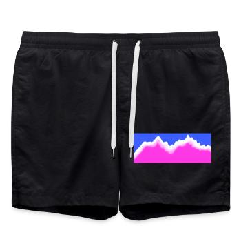 Berge  - Badeshorts - Schwarz - Vorne - AI Model Male 185 light (185cm)