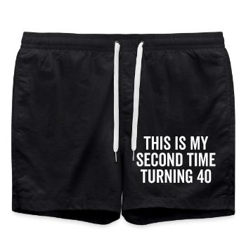 This Is My Second Time Turning 40 - Swim Trunks - black - Front - AI Model Male 185 light (185cm)