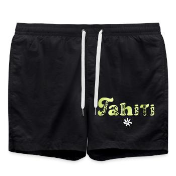 Tahiti (Limette) - Badeshorts - Schwarz - Vorne - AI Model Male 185 light (185cm)