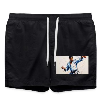 Martial art and Japanese dynamism - Swim Trunks - black - Front - AI Model Male 185 light (185cm)