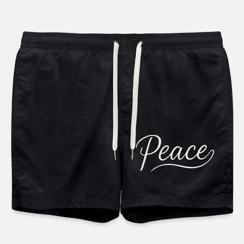 Police cursive Peace Lettering - Short de bain - noir