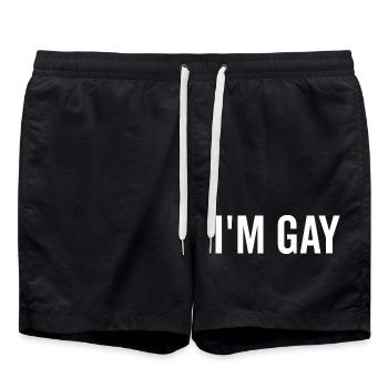 Ich bin schwul - Badeshorts - Schwarz - Vorne - AI Model Male 185 light (185cm)