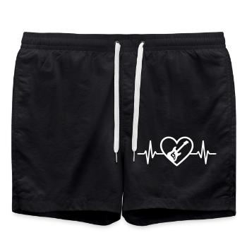 E-Gitarre Herzmusik - Badeshorts - Schwarz - Vorne - AI Model Male 185 light (185cm)