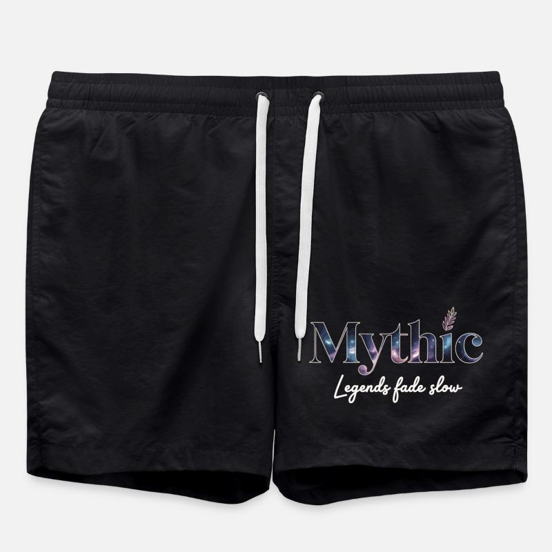 Mythic Constellation Design on Clothing - Swim Trunks - black
