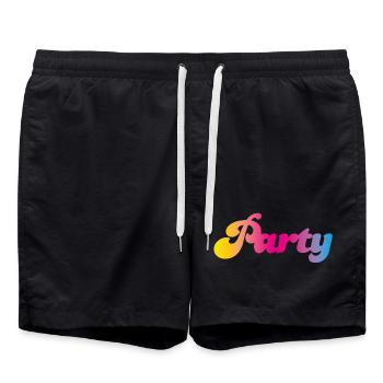 Party Verlauf feiern Mallorca farbenfroh Farbe Fun - Badeshorts - Schwarz - Vorne - AI Model Male 185 light (185cm)