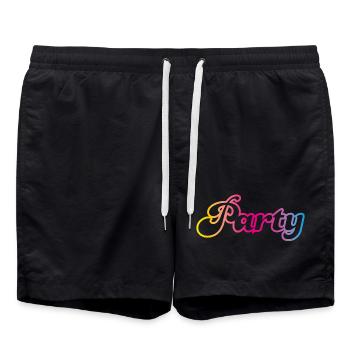 Party Schnörkel feiern bunt Regenbogen Kontur Fun - Badeshorts - Schwarz - Vorne - AI Model Male 185 light (185cm)