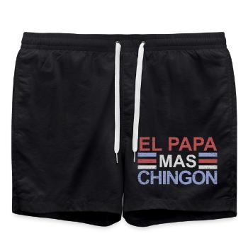 El Papa Mas Chingon - Swim Trunks - black - Front - AI Model Male 185 light (185cm)