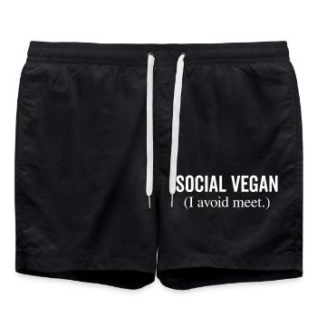 Social Vegan J’évite de rencontrer - Short de bain - noir - Devant - AI Model Male 185 light (185cm)