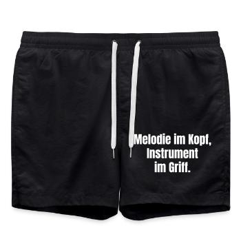 Abstrakte Musiknoten mit leuchtendem Farbverlauf - Badeshorts - Schwarz - Vorne - AI Model Male 185 light (185cm)