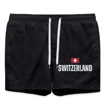 Ich liebe die Schweiz, Schweizer Patriot - Badeshorts - Schwarz - Vorne - AI Model Male 185 light (185cm)