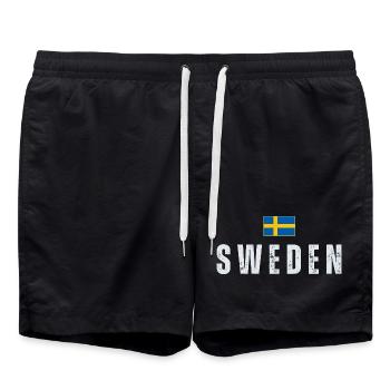 Drapeau de la Suède, patriote suédois - Short de bain - noir - Devant - AI Model Male 185 light (185cm)