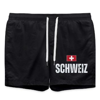Swiss flag, Swiss patriot - Swim Trunks - black - Front - AI Model Male 185 light (185cm)