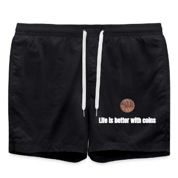 Life is better with Coins - Swim Trunks - black - Front - AI Model Male 185 light (185cm)