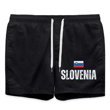 Slowenische Flagge, slowenischer Patriot - Badeshorts - Schwarz - Vorne - AI Model Male 185 light (185cm)