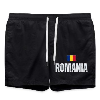 J'aime la Roumanie, la fierté roumaine - Short de bain - noir - Devant - AI Model Male 185 light (185cm)