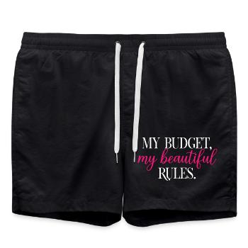 My Budget My Beautiful Rules Fun Finance	 - Swim Trunks - black - Front - AI Model Male 185 light (185cm)