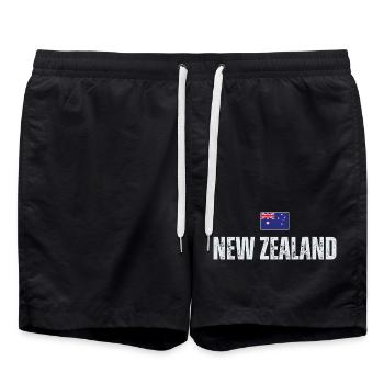 Drapeau de la Nouvelle-Zélande, fierté de la Nouvelle-Zélande - Short de bain - noir - Devant - AI Model Male 185 light (185cm)