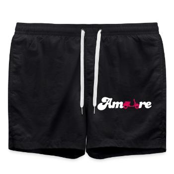 Amore Love Love Italy Fan Roller Police Cursive - Short de bain - noir - Devant - AI Model Male 185 light (185cm)