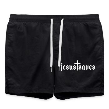 Jésus sauve - Short de bain - noir - Devant - AI Model Male 185 light (185cm)