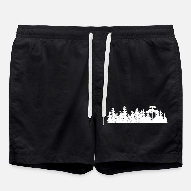 Waldlandschaft Silhouetten Design - Badeshorts - Schwarz