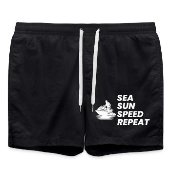 Lustige Jetski-Sommer-Geschwindigkeitswiederholung - Badeshorts - Schwarz - Vorne - AI Model Male 185 light (185cm)