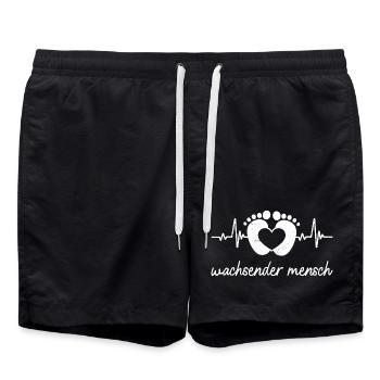 Werdende Mutter WACHSENDER MENSCH Lustig - Badeshorts - Schwarz - Vorne - AI Model Male 185 light (185cm)