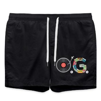 O.G. Original Gangsta Old School Hip Hop Ikone - Badeshorts - Schwarz - Vorne - AI Model Male 185 light (185cm)