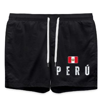 Ich liebe Peru, peruanische Flagge - Badeshorts - Schwarz - Vorne - AI Model Male 185 light (185cm)