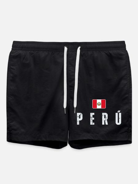 I love Peru, Peruvian flag - Swim Trunks - black