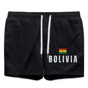 Bolivian flag, made in Bolivia - Swim Trunks - black - Front - AI Model Male 185 light (185cm)