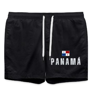 Panama Flagge, I Love Panama - Badeshorts - Schwarz - Vorne - AI Model Male 185 light (185cm)