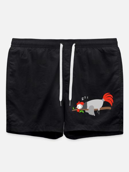 Good Night Rooster Design Shirt - Swim Trunks - black