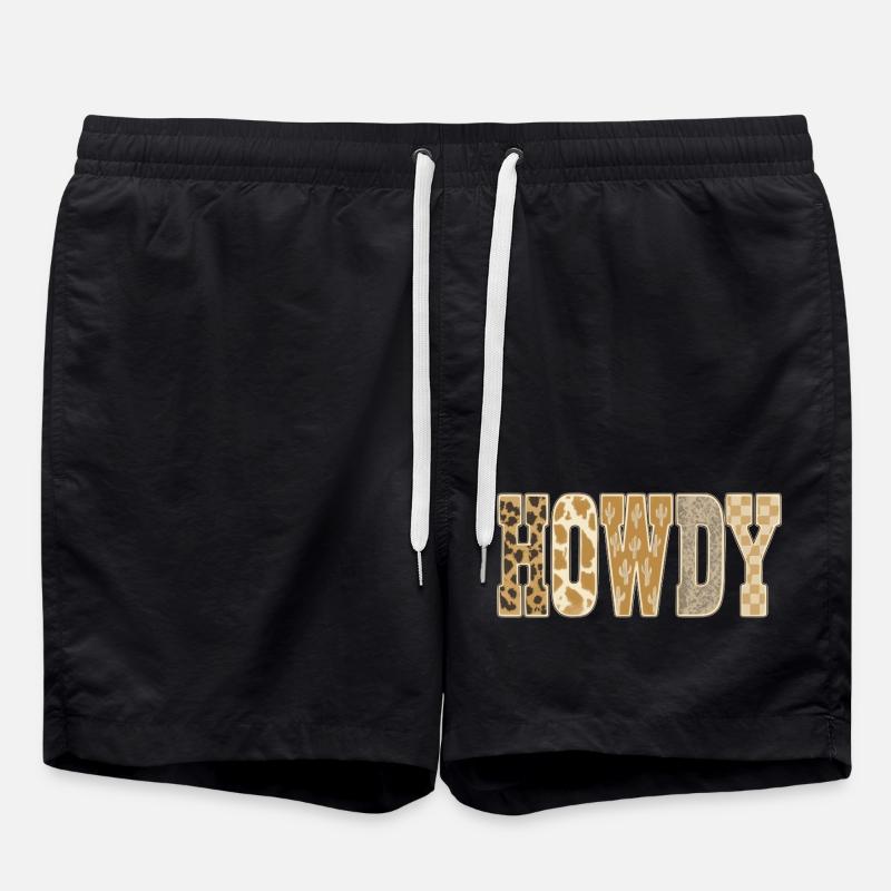 Howdy Desert Cactus motif cow-boy - Short de bain - noir