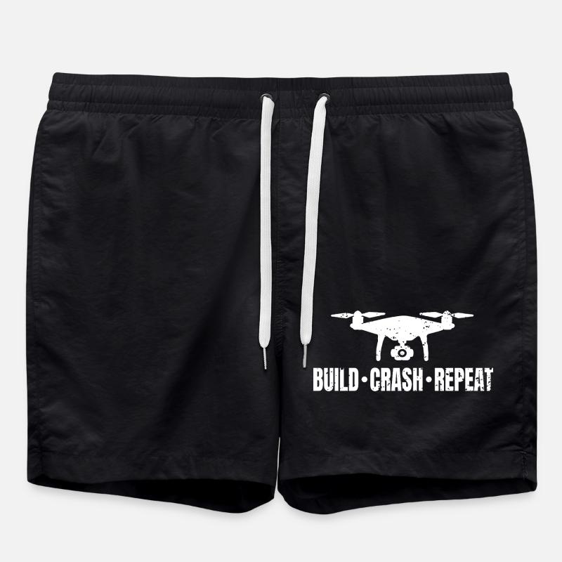 Drohne Build Crash Repeat - Badeshorts - Schwarz