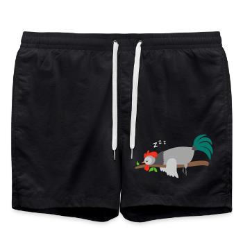 Coq Poulet Coq Poulets Coqs Pyjama T-shirt - Short de bain - noir - Devant - AI Model Male 185 light (185cm)
