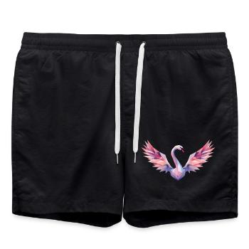 Geometric Swan with Gradient - Swim Trunks - black - Front - AI Model Male 185 light (185cm)
