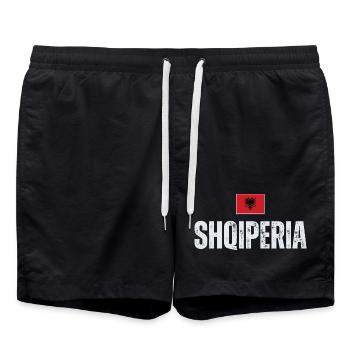Made in Albania, Albanien Flagge - Badeshorts - Schwarz - Vorne - AI Model Male 185 light (185cm)