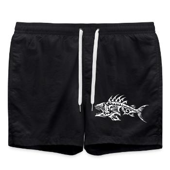 Fish Bone Piranha Tribal - Swim Trunks - black - Front - AI Model Male 185 light (185cm)