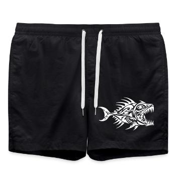 Fish Piranha Tribal - Swim Trunks - black - Front - AI Model Male 185 light (185cm)