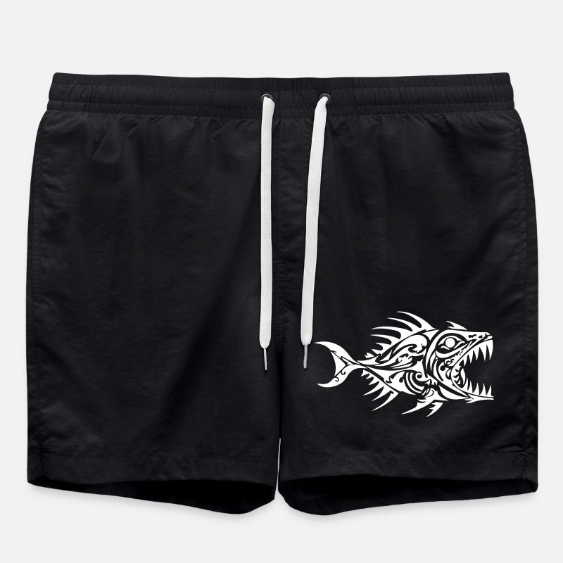 Fisch Piranha Tribal - Badeshorts - Schwarz