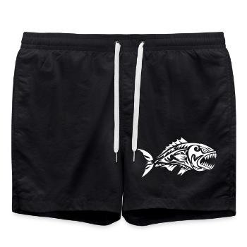 Fish Tribal Piranha - Swim Trunks - black - Front - AI Model Male 185 light (185cm)