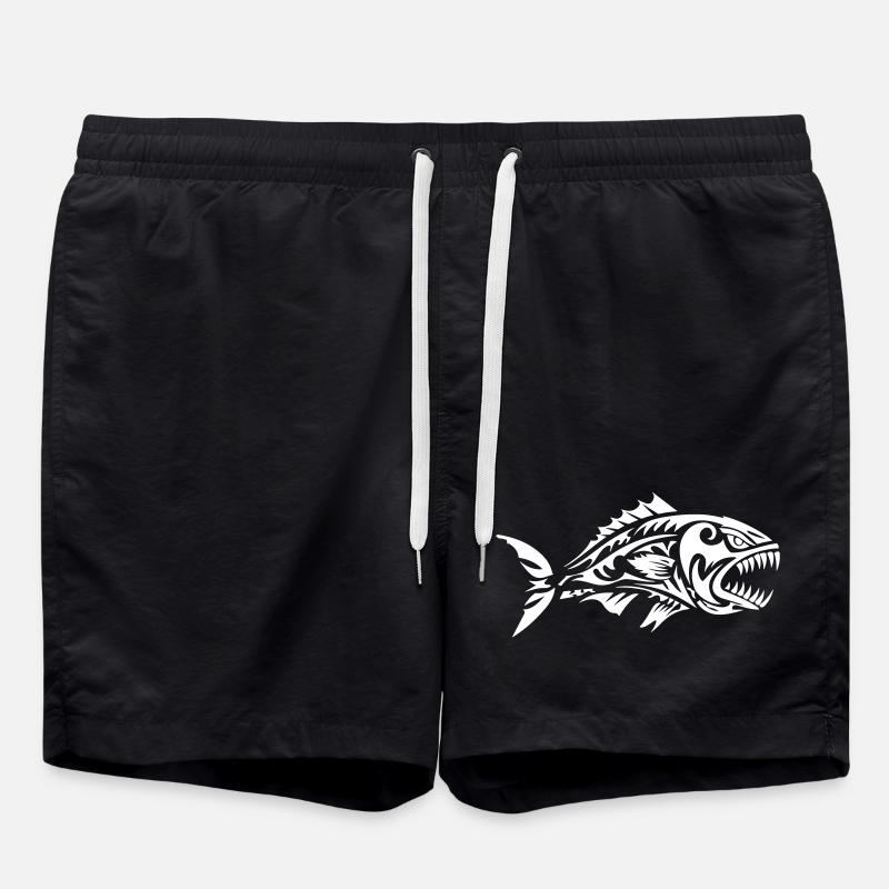 Fish Tribal Piranha - Swim Trunks - black